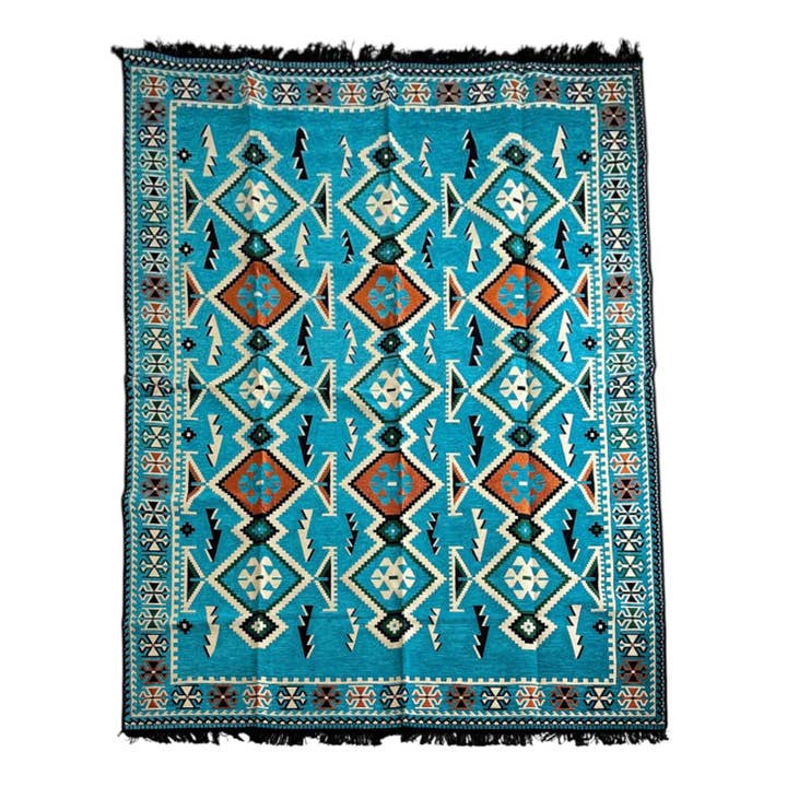 Matta med Kilim-motiv - Blå - 300x200x0,5cm för wholesale av cotonIQ