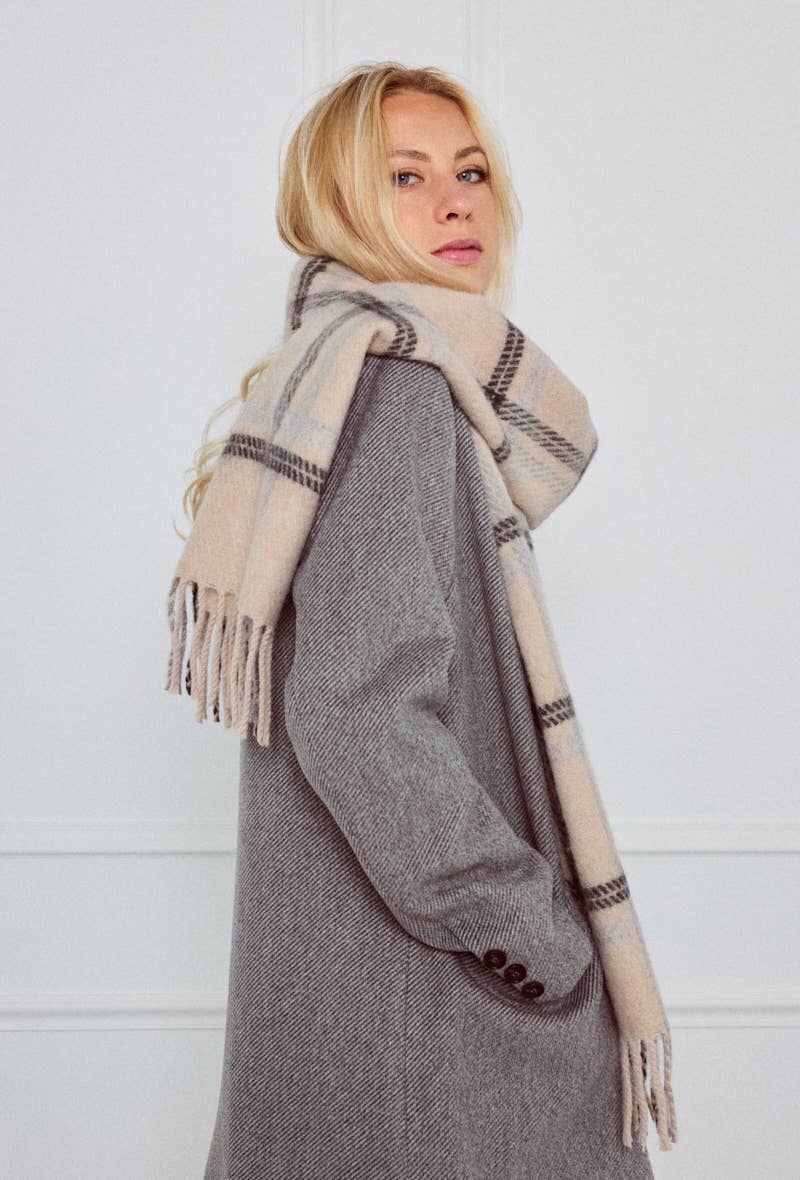 BYREN | ÉLINE L'ATELIER - Wholesale Scarf - Women's - Checked wool scarf FL201DF1