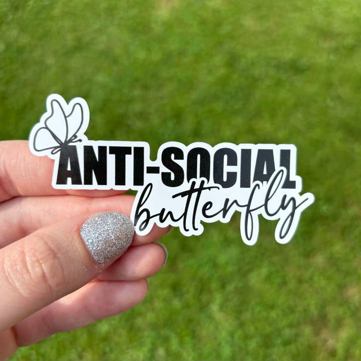Anti-Social Butterfly Sticker | Car Sticker for wholesale by MVM Graphics