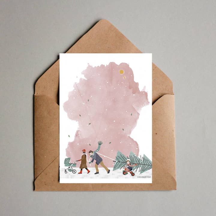 STUDIOZWAANSTRAAT – Postal por atacado – cartão postal - série Natal - caminhando3