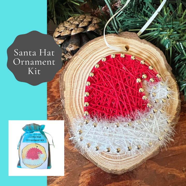 Santa Hat String Art Ornament Kit: DIY Christmas Craft for wholesale by Joyful Imperfectionz