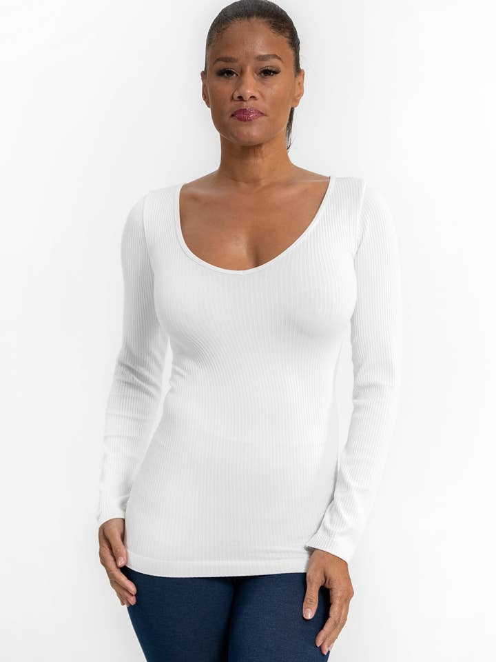 ELIETIAN - Wholesale Knit Top - Women's - Ribbed Reversible Long Sleeve0