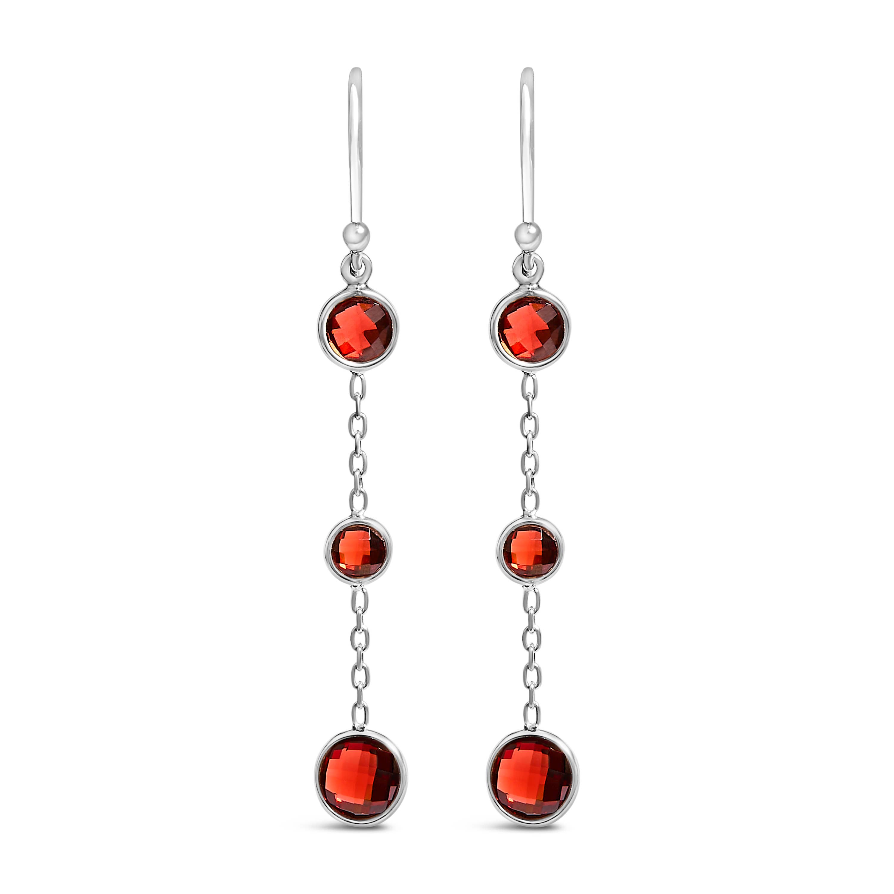 Infinite Jewels - Wholesale Dangle Earrings - .925 Sterling Silver Graduating Red Garnet Dangle Earring0