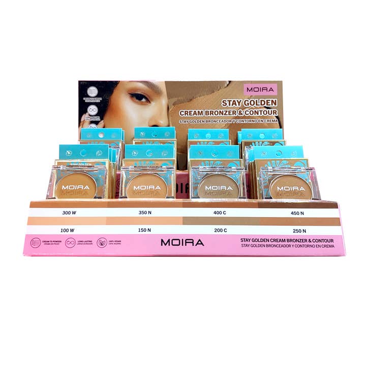 Moira Makeup Display Stay Golden Cream Bronzer&Contour 32pc for wholesale by Moira Cosmetics