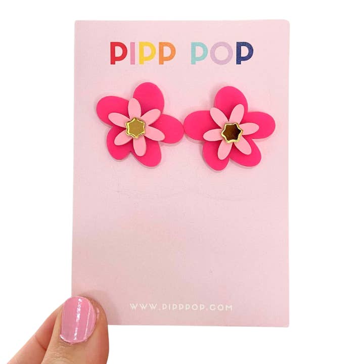 Pipp Pop - Wholesale Stud/Post Earrings - Jessie Flower Studs - 12 Colours Available
