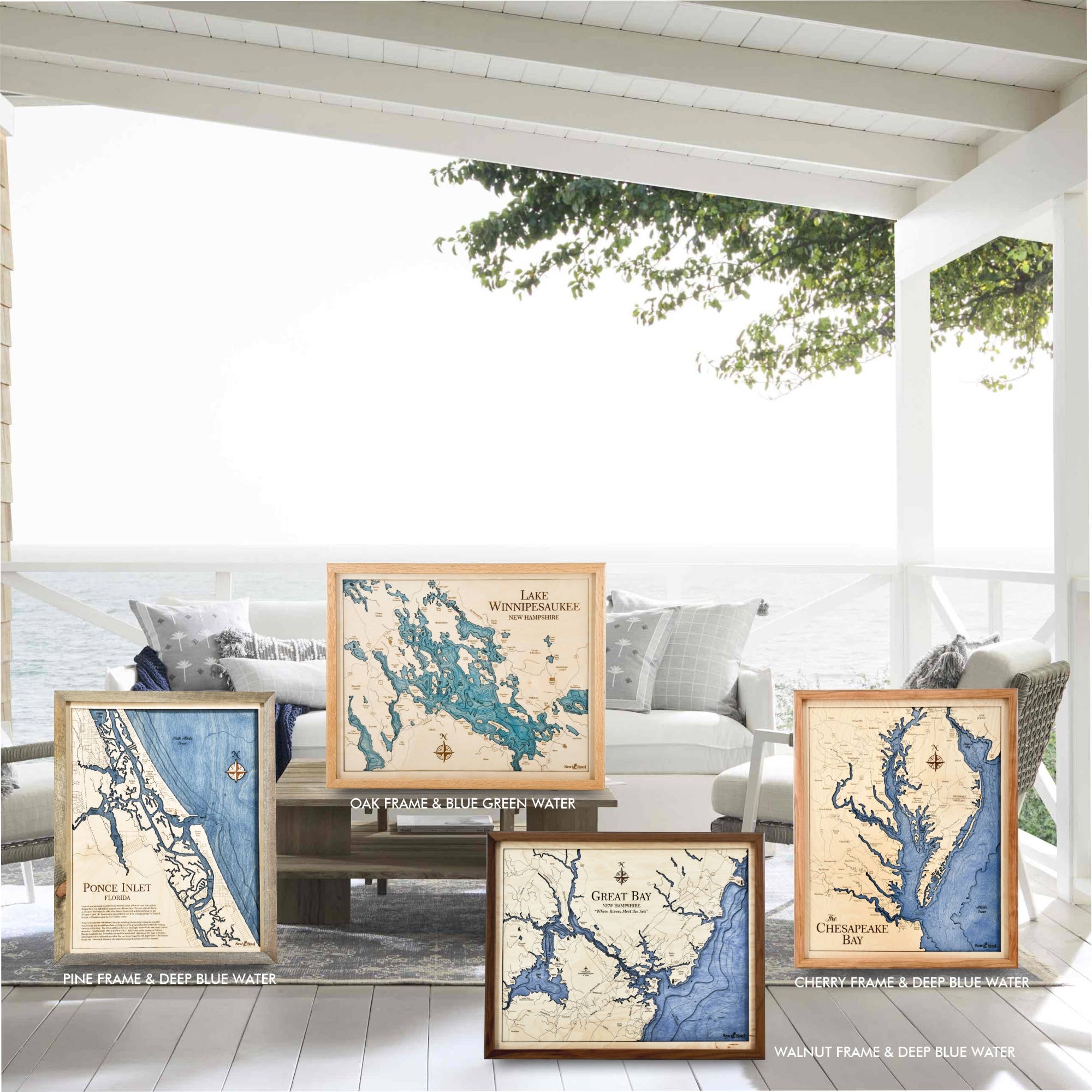 Sea & Soul Nautical Chart Art - Wholesale Map - Tampa Bay Nautical 3D Wood Map Wall Art, Coastal Home Decor14