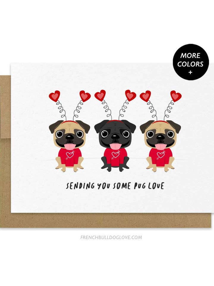 Pug Love - Valentijnsdag liefdeskaart voor wholesale door French Bulldog Love
