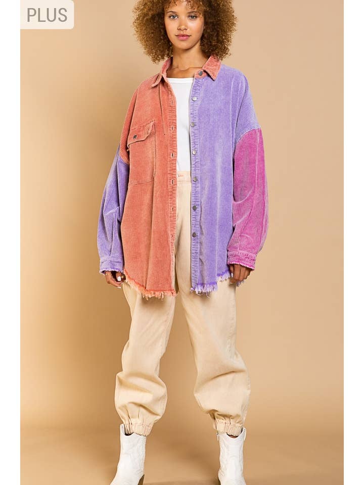 Pol Clothing - Wholesale Shirt Jacket/Shacket - Women's - SMJ183 PLUS Corduroy jacket SALE