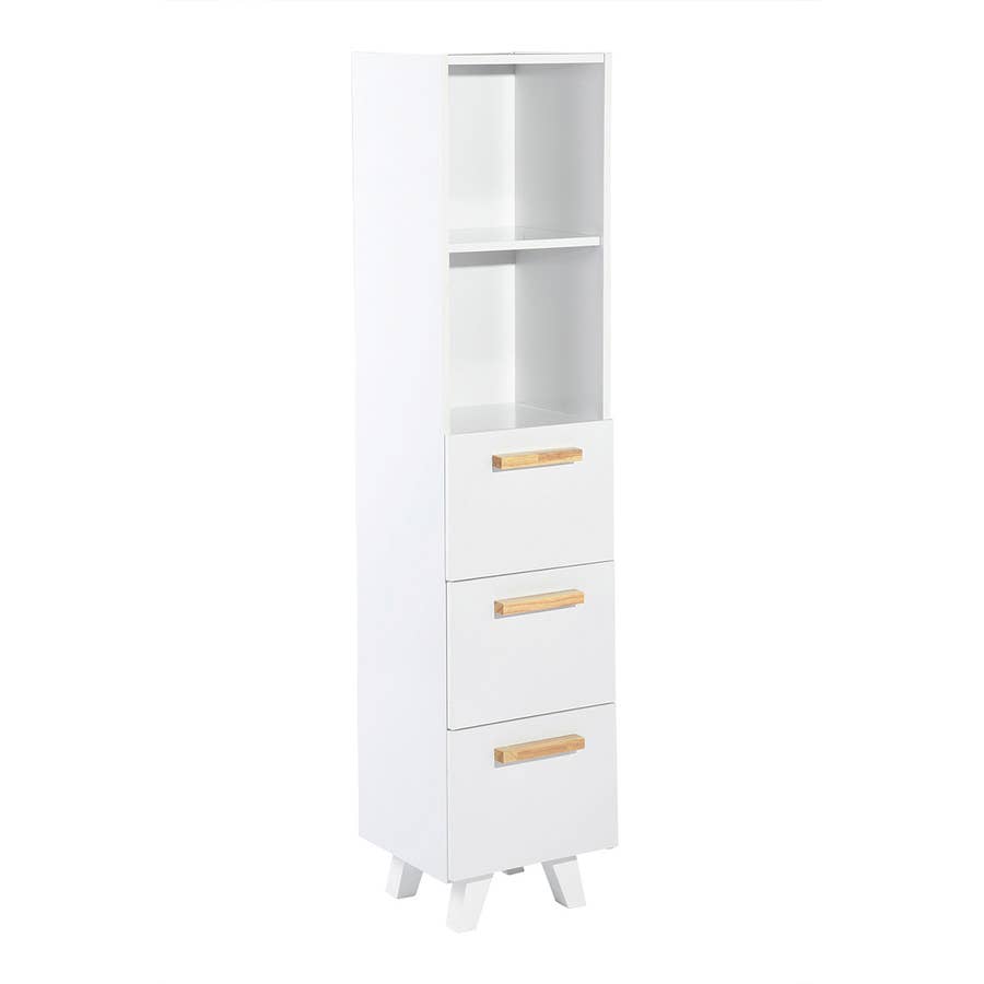 Home Source Oxford Bamboo 4 Tier White Utility Trolley Kitchen Bathroom  Organiser Unit
