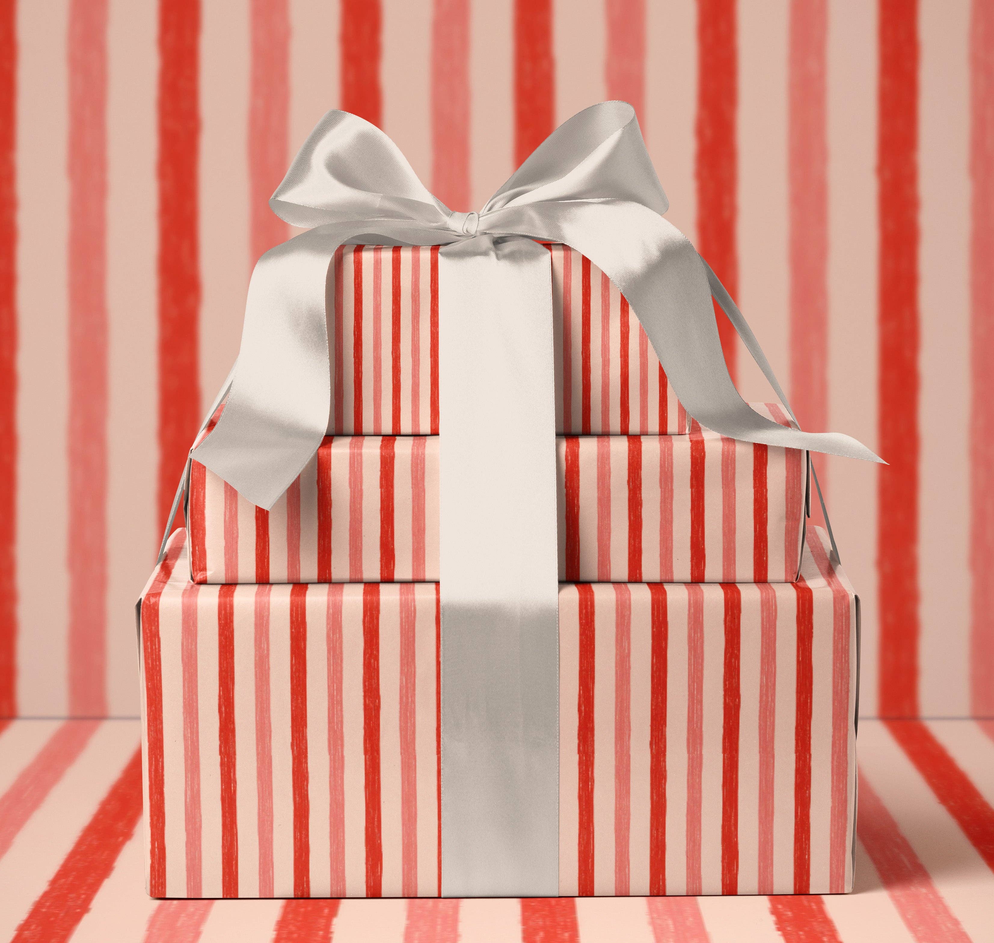 MagicMerchEmporium - Vente Rouleau de papier cadeau - Papier cadeau à rayures rouges et roses2