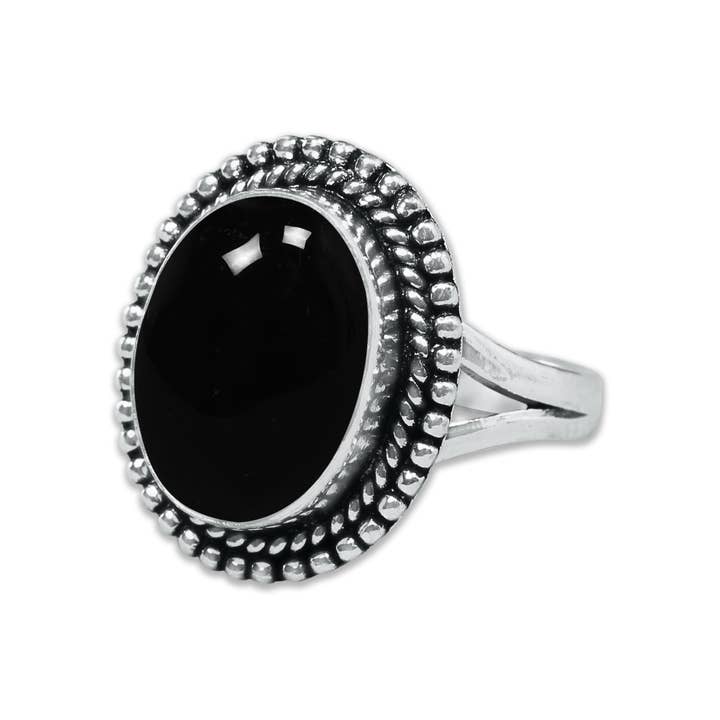 Handmade Jewels - Wholesale Cocktail/Statement Ring - Black Onyx Rings – Handmade, Silver-Plated, Assorted Boho Designs (US Sizes 6–10)18