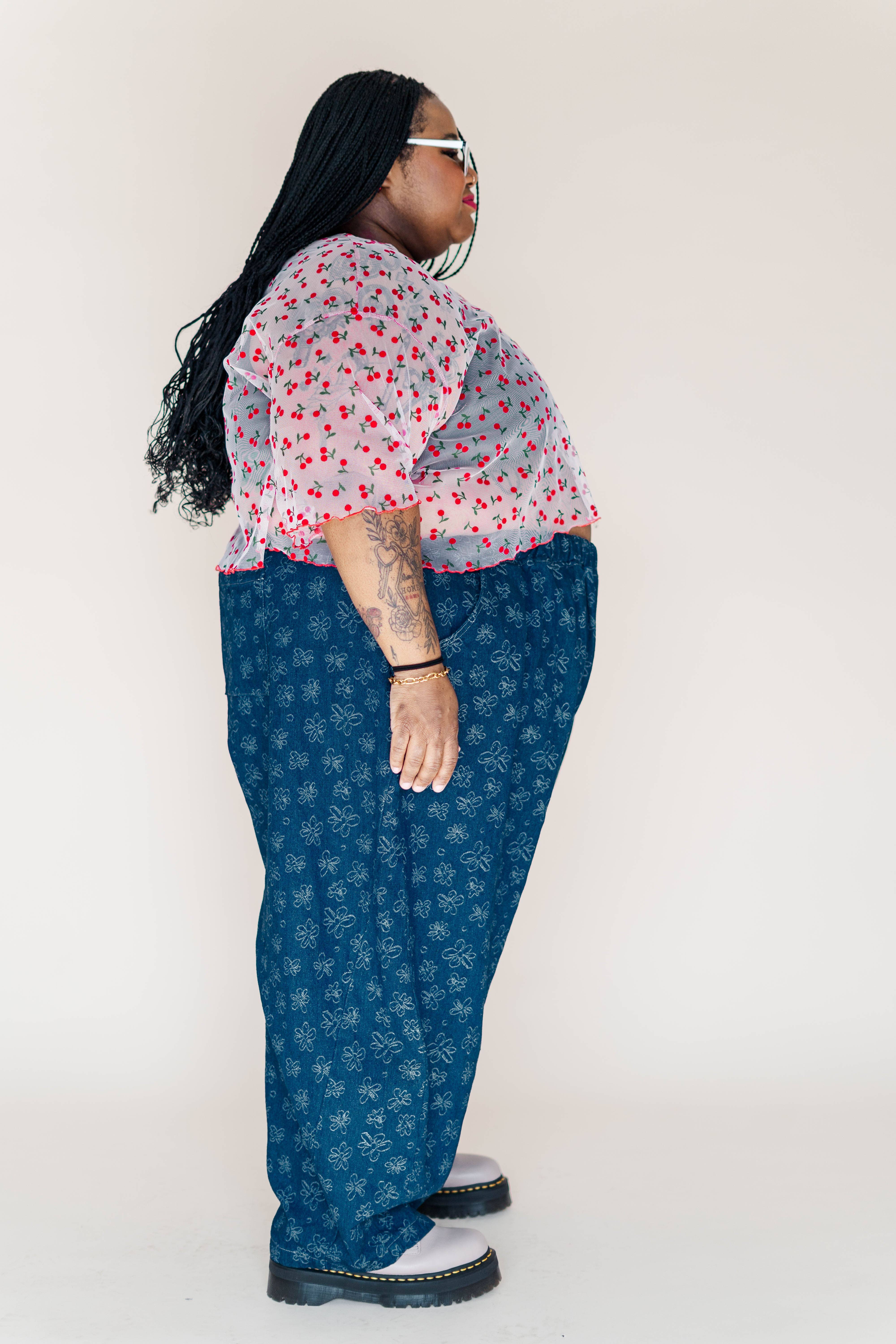 Nettle Studios - Wholesale Pants - Unisex - Size Inclusive Gender Neutral Dark Daisy Denim Balloon Pant2