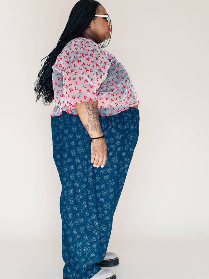 Nettle Studios - Wholesale Pants - Unisex - Size Inclusive Gender Neutral Dark Daisy Denim Balloon Pant2