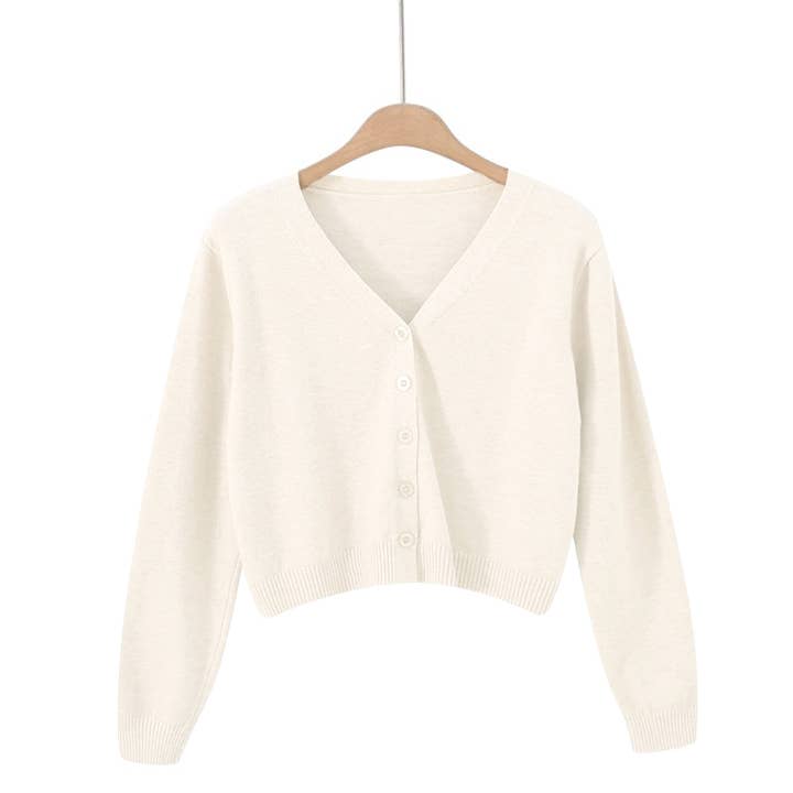 V Neck Cardigan in Cream for wholesale by Last True Angel