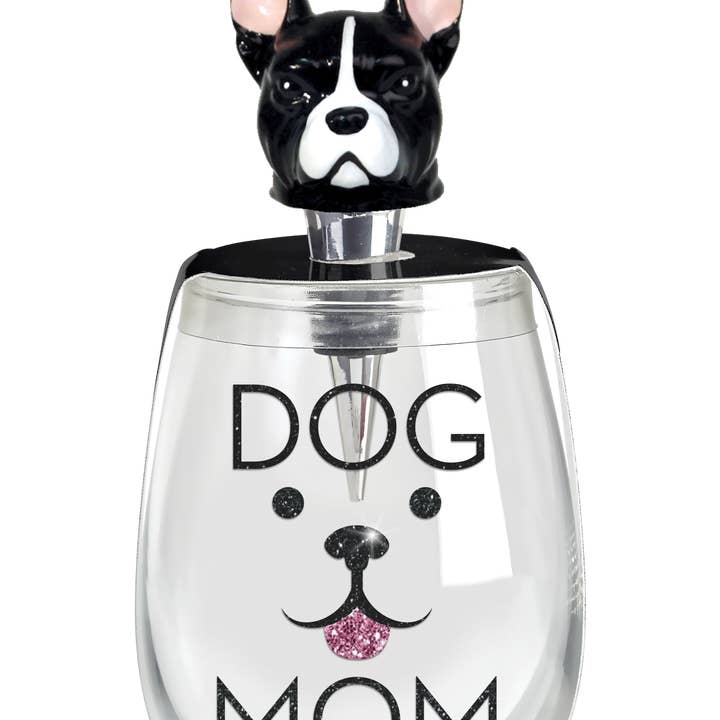 Dog Mom Wine Glass & Stopper for wholesale by Wild Eye Designs