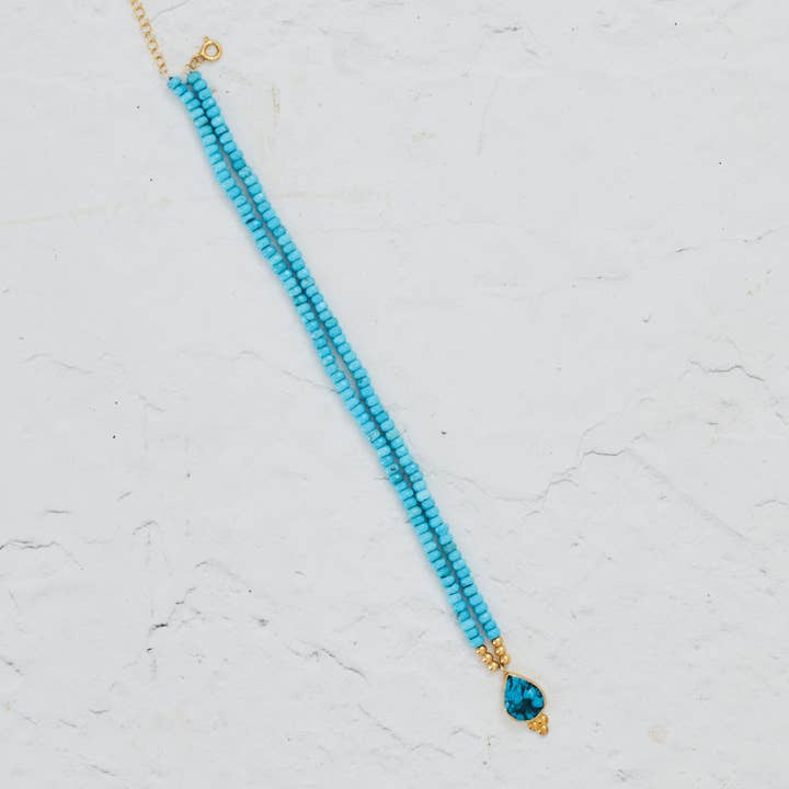 Patara Life - Wholesale Beaded/pearl necklace - Turquoise Stone and Beaded Necklace3