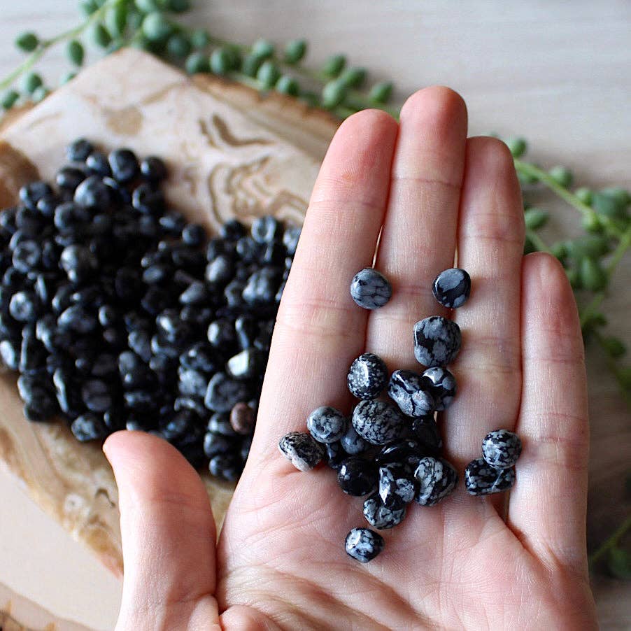 Pebble House - Venta al por mayor Piedras/cristales espirituales - Patatas fritas de obsidiana en forma de copo de nieve (XS), bolsa de 4 oz (cristales y piedras)1