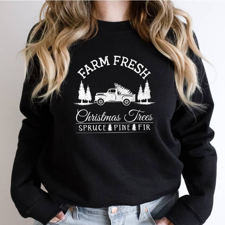 FARM FRISKE JULETRÆER Grafisk Unisex Fleece Pullover for engroshandel hos Shamaim
