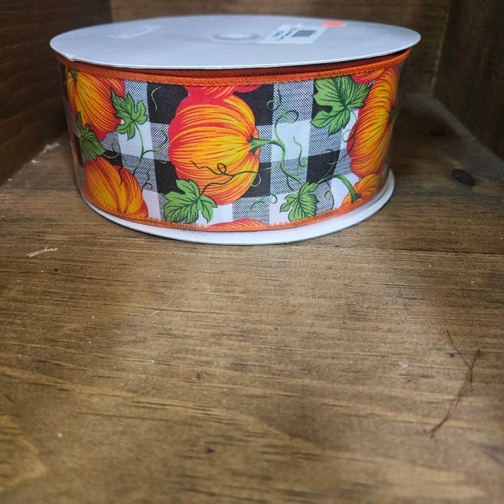 Plaid Buffalo noir/blanc avec citrouille 2,5"×50Y pour la vente par TCW
