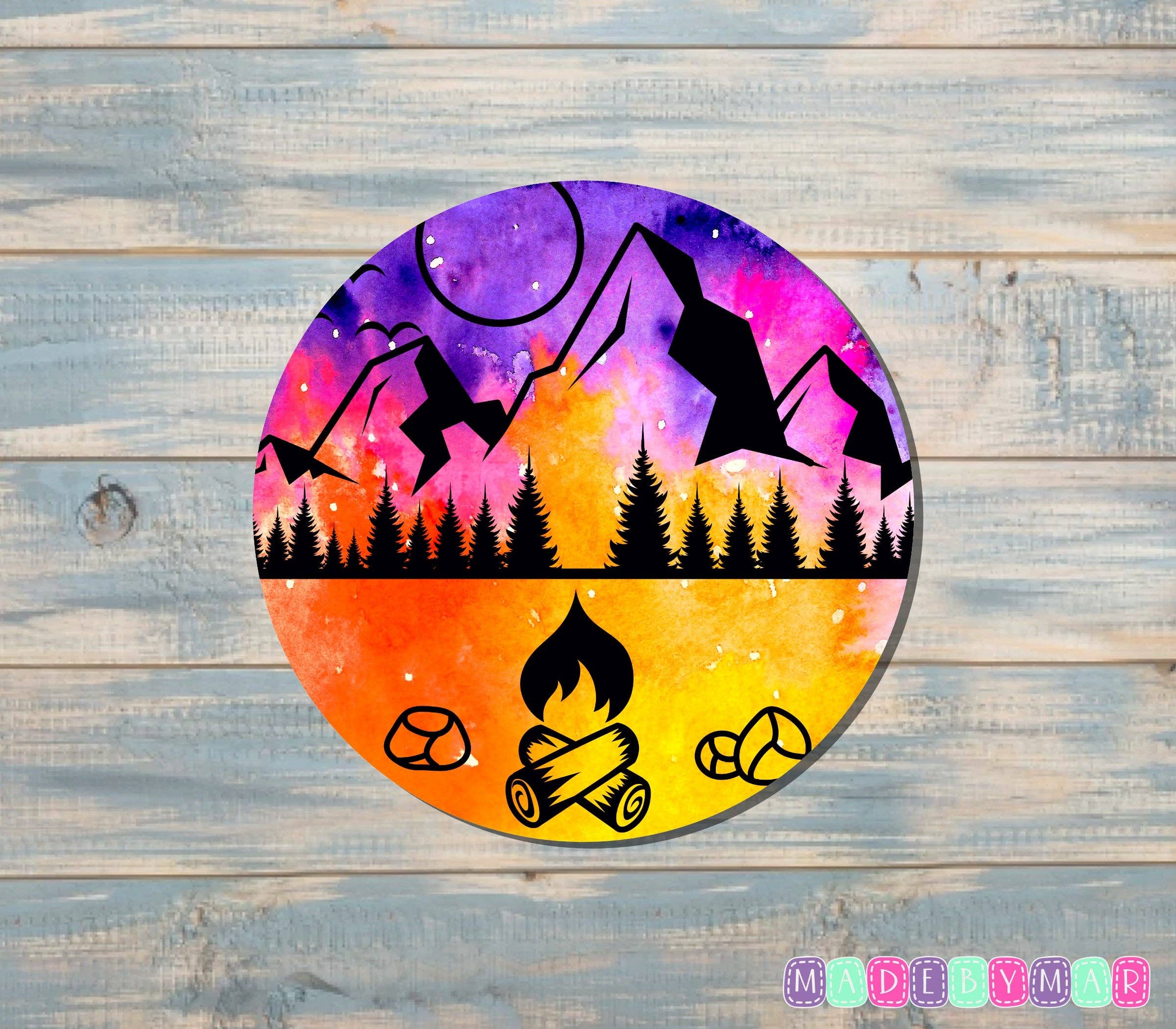 Handmade by Marlayna - Wholesale Sticker - Mountain View Campfire Sticker |Sticker or Magnet0