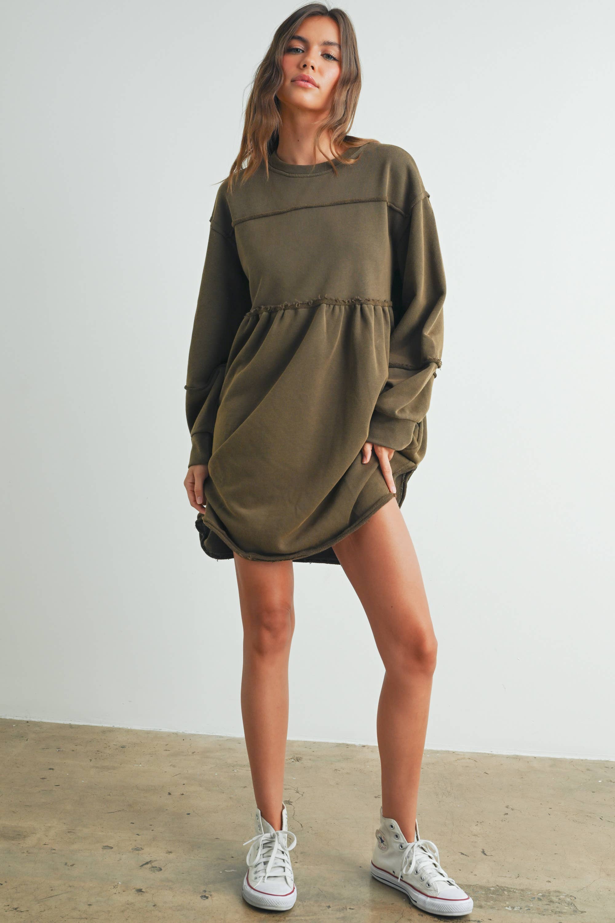 BUTTERMELON – wholesale Dress – Women's – Fall Full Sleeve Winter Mini Dress - BMD75078