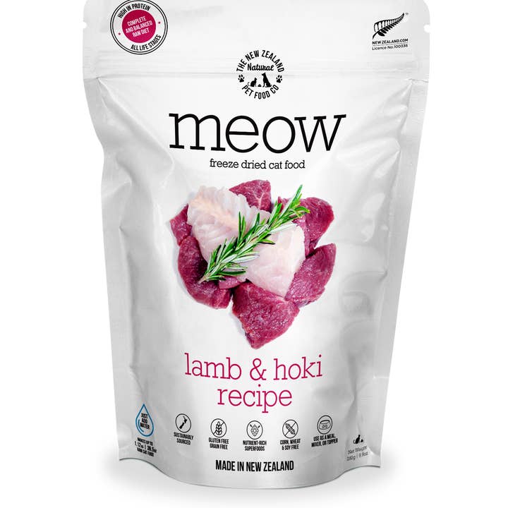 The New Zealand Natural Pet Food Co - Wholesale Pet Food - Cat - Meow Lamb​ & Hoki Freeze Dried Cat Food 1.76oz | 9.9oz