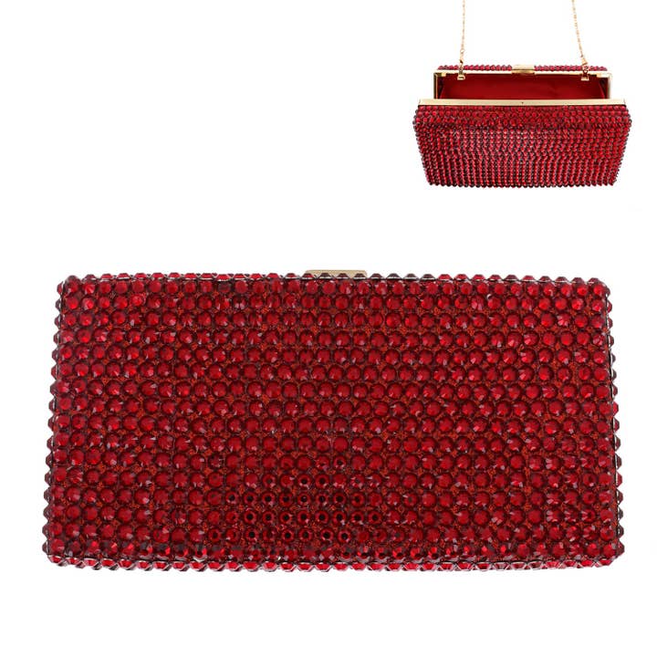 SP Sophia Collection - Wholesale Clutch Bag - Women's - Crystal Rhinestone Evening Box Clutch Purse