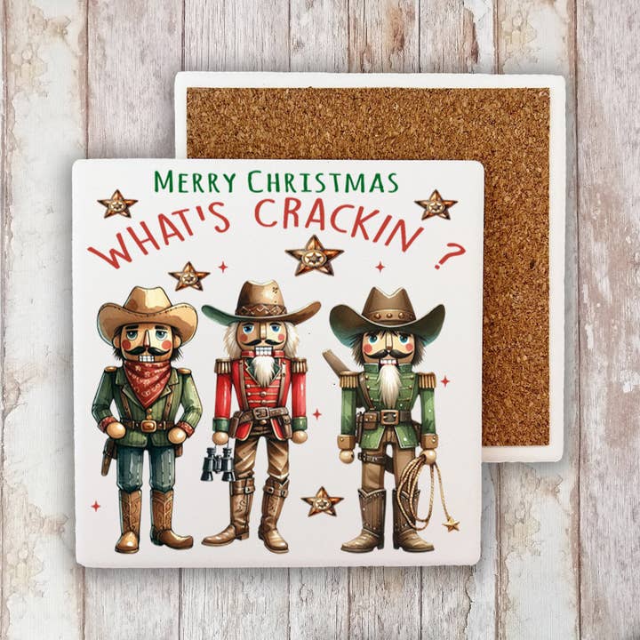 Christmas Western Cowboy Nutcrackers Stone Coaster for wholesale by Avery Lane Gifts