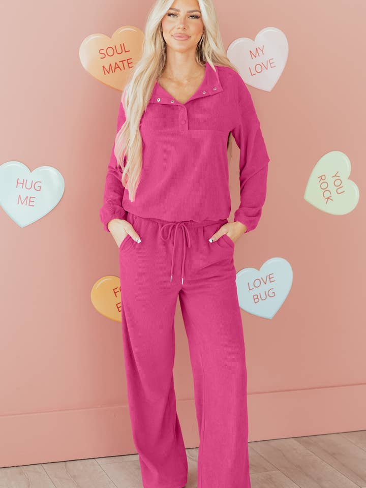 Danna Half Pullover Trekkoord Broekenset voor wholesale door Threaded Pear