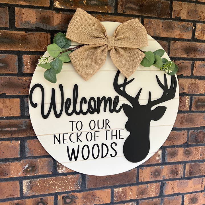 Welkom bij ons Neck of the Wood-bord, Welcome Door Sign voor wholesale door Southern Roots Designs