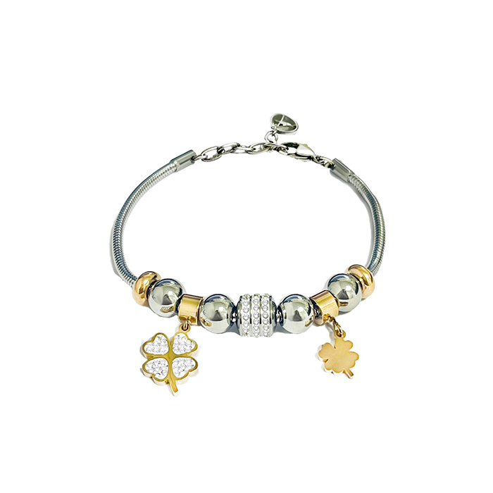 AMORINO SRL - Wholesale Charm/Dangle Bracelet - Bracelet with Four-Leaf Clover Charm - JN2131668B291