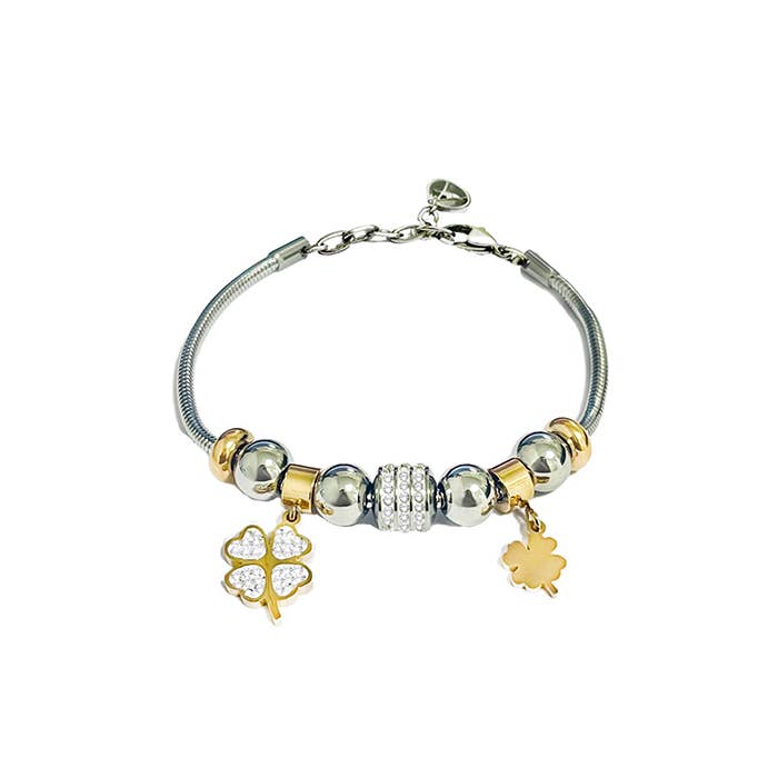 AMORINO SRL - Wholesale Charm/Dangle Bracelet - Bracelet with Four-Leaf Clover Charm - JN2131668B291