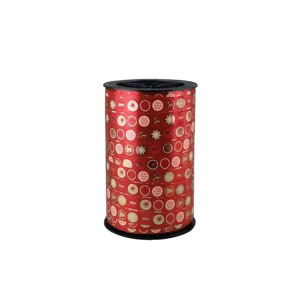 Mini Art Products - Wholesale Linten - Krullint – Kerstsymbolen – Rood/Goud0