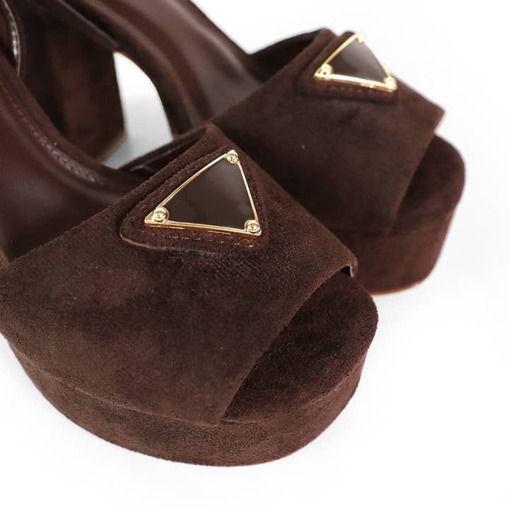 CHELSIA-1 ROUND OPEN ANKLE STRAP W/CHUNCKY HEEL CHOCOLATE for wholesale on Faire2
