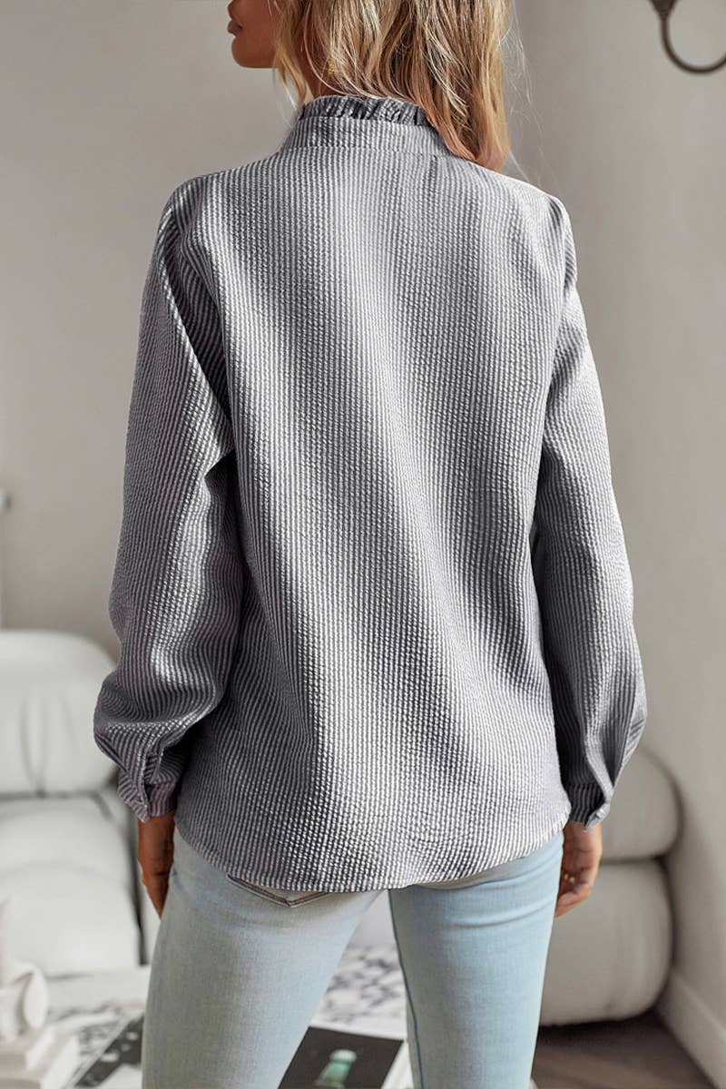 Lily Clothing - Wholesale Button Down Shirt - Women's - BUTTON UP LACE STRIPE SHIRT_CWTSTL02745