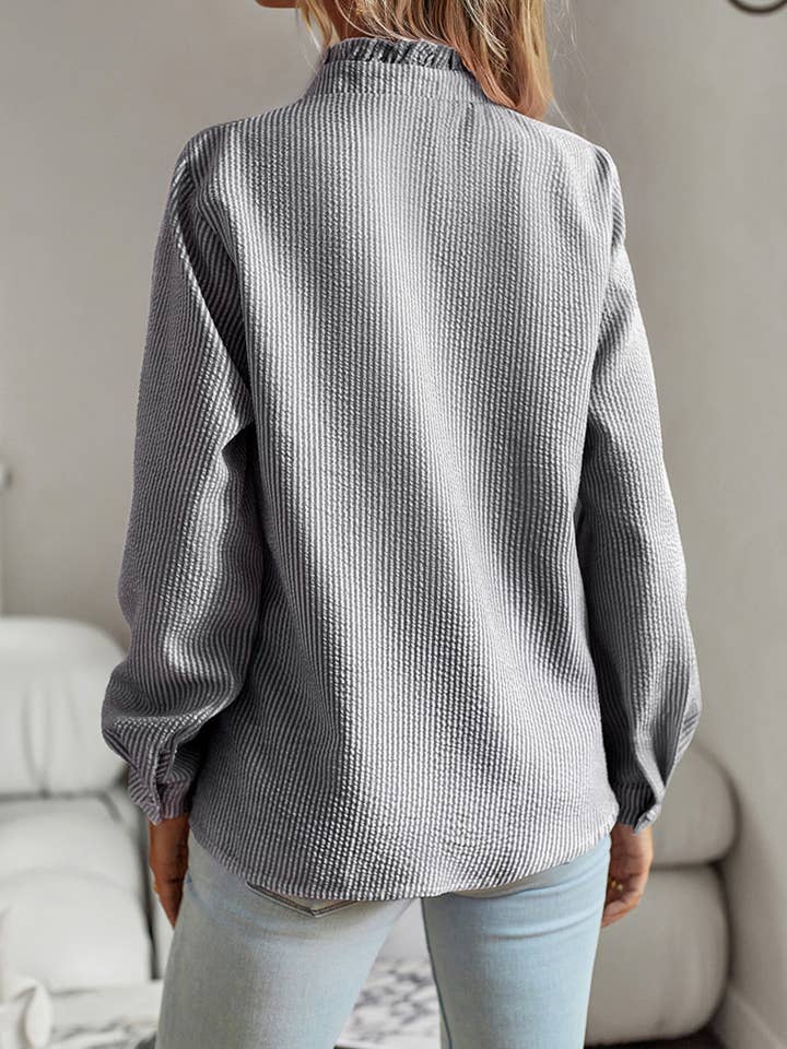 Lily Clothing - Wholesale Button Down Shirt - Women's - BUTTON UP LACE STRIPE SHIRT_CWTSTL02745