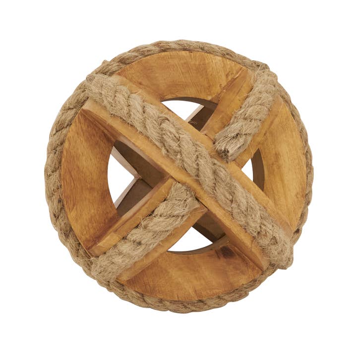 Saro Lifestyle - Wholesale Decorative Tabletop Object - Natural Wooden Rope Decorative Orb