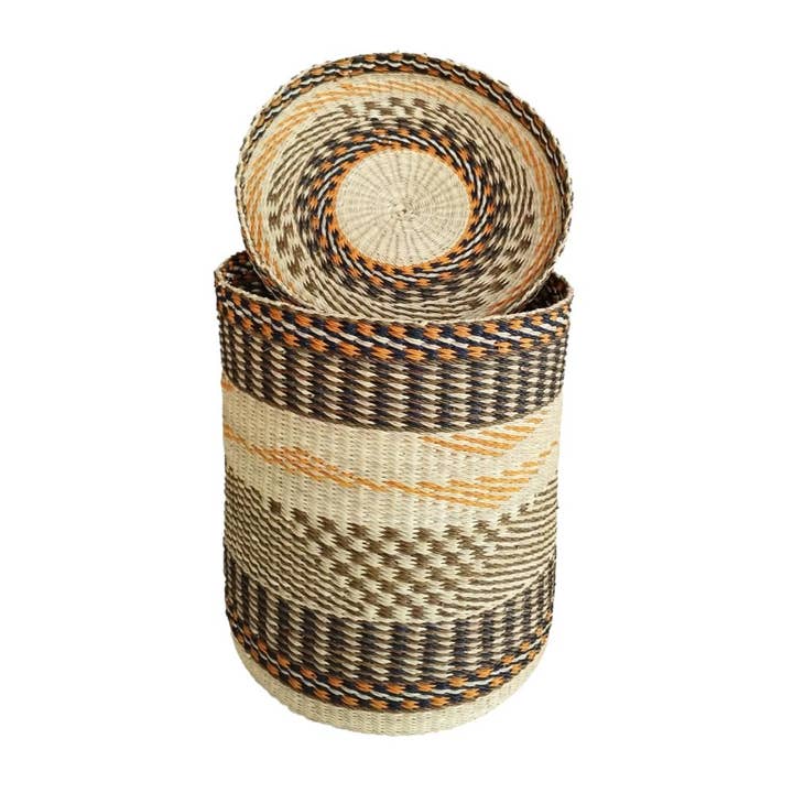 African Heritage LLC - Wholesale Laundry Basket - Hand-woven African Bolga Laundry Basket with Lid3