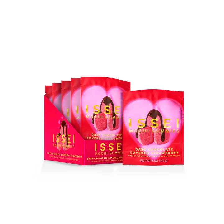 Valentine's Dark Chocolate Strawberry – 4 oz (6-Pack) for wholesale by Issei Mochi Gummies