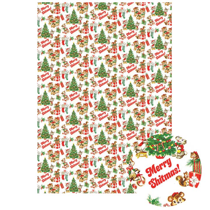 Smitten Kitten - Wholesale Flat Wrap - Merry Shitmas! Gift Wrapping Paper (Single Sheet)