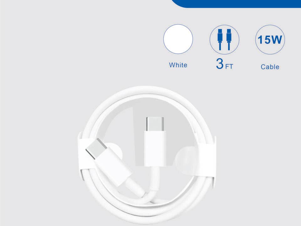 7 Star - Wholesale Charging Cable - Type-C to USB 3 Ft. fast Charging Cable 15 W - White Color1