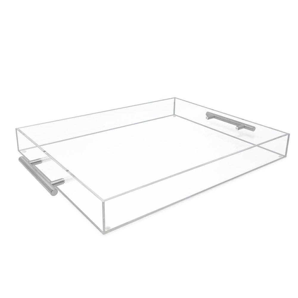 Isaac Jacobs International - Wholesale Serving Tray - Isaac Jacobs Clear Acrylic Serving Tray with Metal Handles36