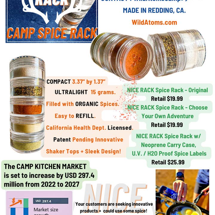 WILD ATOMS - Wholesale Spice Rack - NICE RACK Mini Camp Spice Gift Set Spice Reusable Travel12