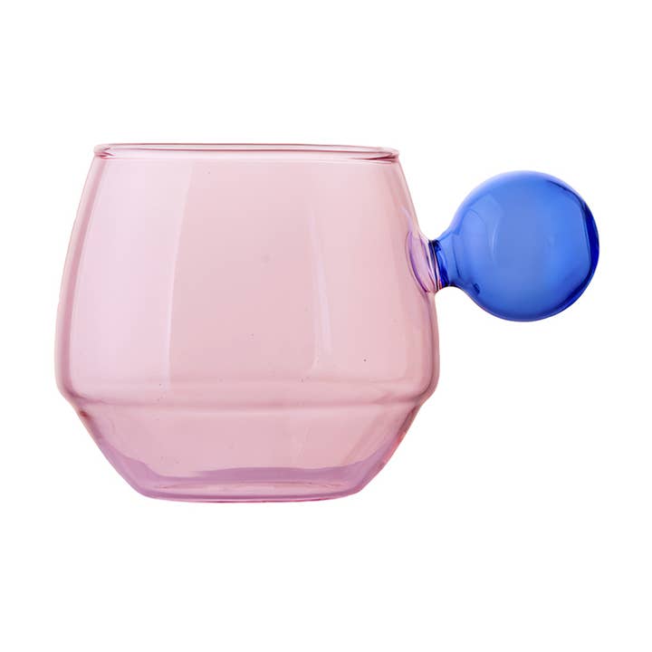 „Lollipop“ Pink & Blue Glas-Kaffeetasse 300 ml – Borosilikatbecher für den Großhandel von TUTU Home