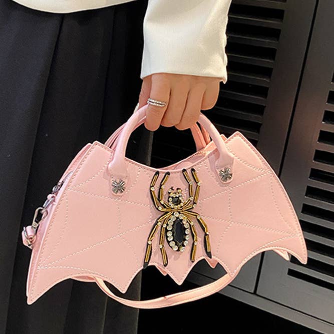 UNISHE - Wholesale Top Handle Bag - Women's - Spider Rhinestone PU Leather Bag ZK4815