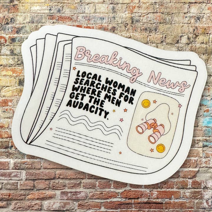 Sprinkles Studios - Wholesale Sticker - Feminist Woman Searches For Where Men Get The Audacity Vinyl Sticker