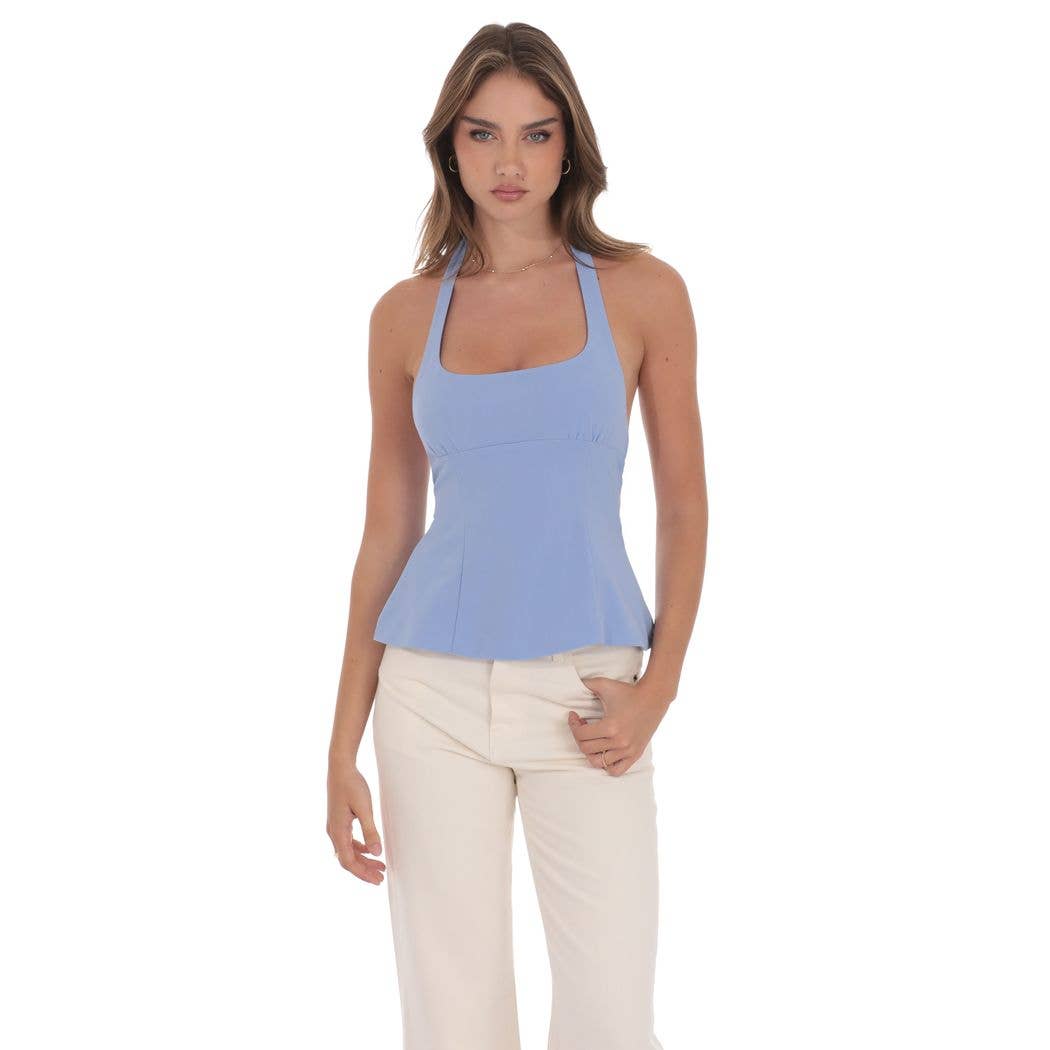 Lucy In The Sky – wholesale Dress – Women's – Back Bows Halter Top in Powder Blue0