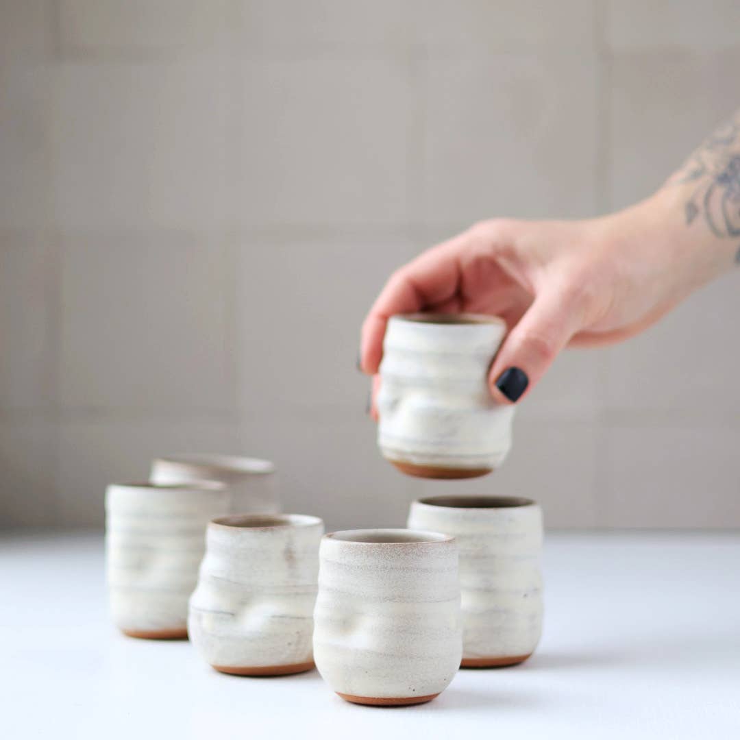 Gravesco Pottery - Wholesale Drinking Glass/Cup - Artist Choice Little Sippers Cream Pottery Shot Cup2