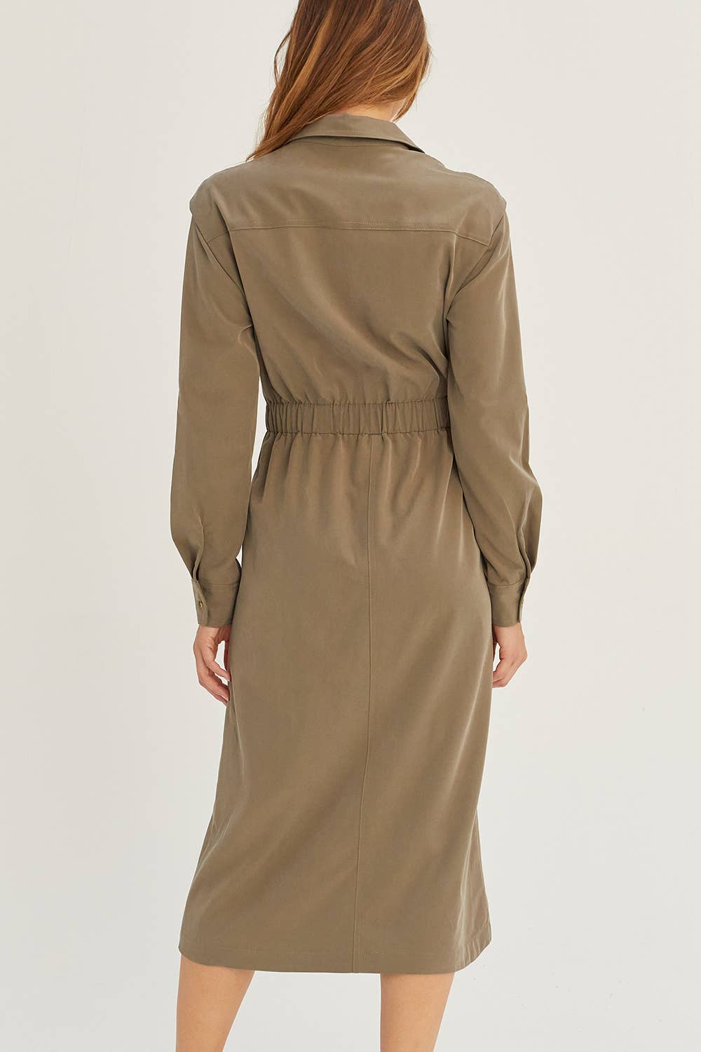 OLIVE CD8031 - Kayla Button Up Utility Midi dress for wholesale on Faire8