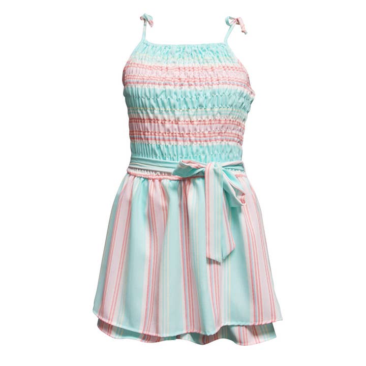 Vestido Stripe Smocked Bodice (Menina grande) por atacado de Ava & Yelly
